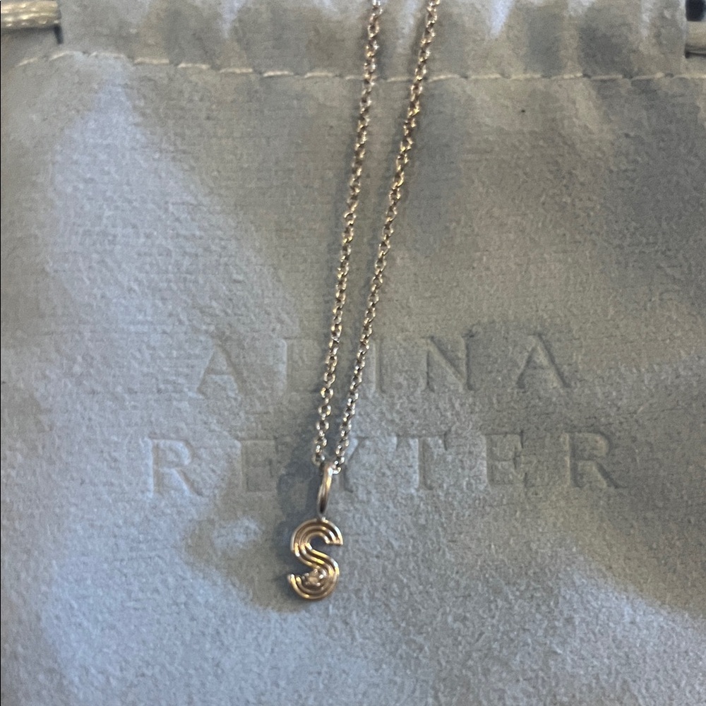 Adina Reyter mini groovy initial charm “s” with diamond